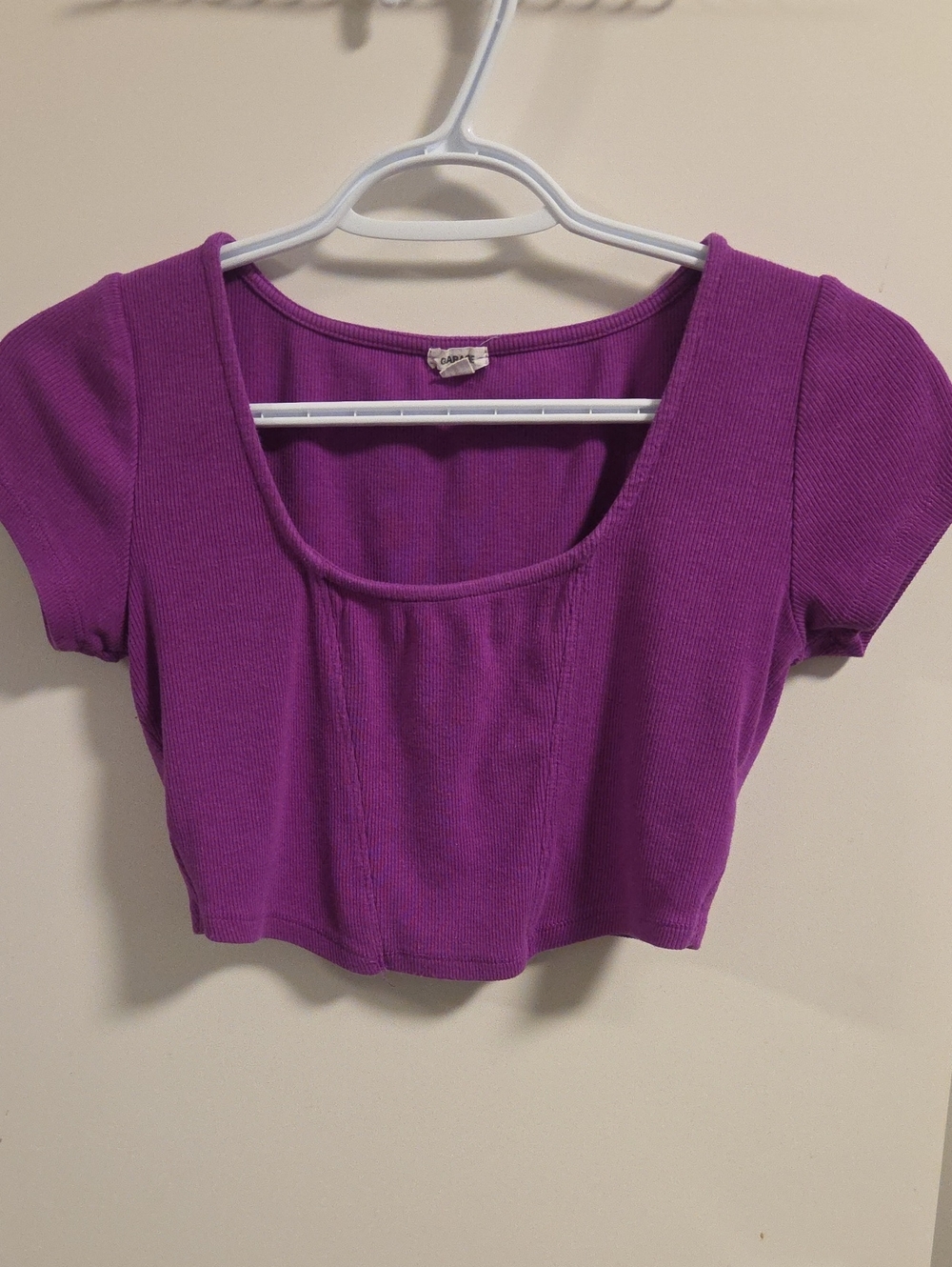 Garage Purple Ribbed Scoop-Neck Crop Top